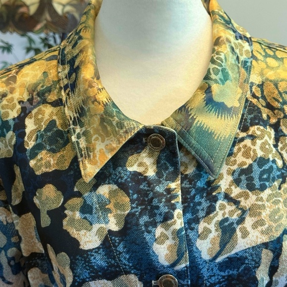 Impulse California Womens Yellow Blue Collared Button Long Sleeve Large Jacket - Picture 8 of 16